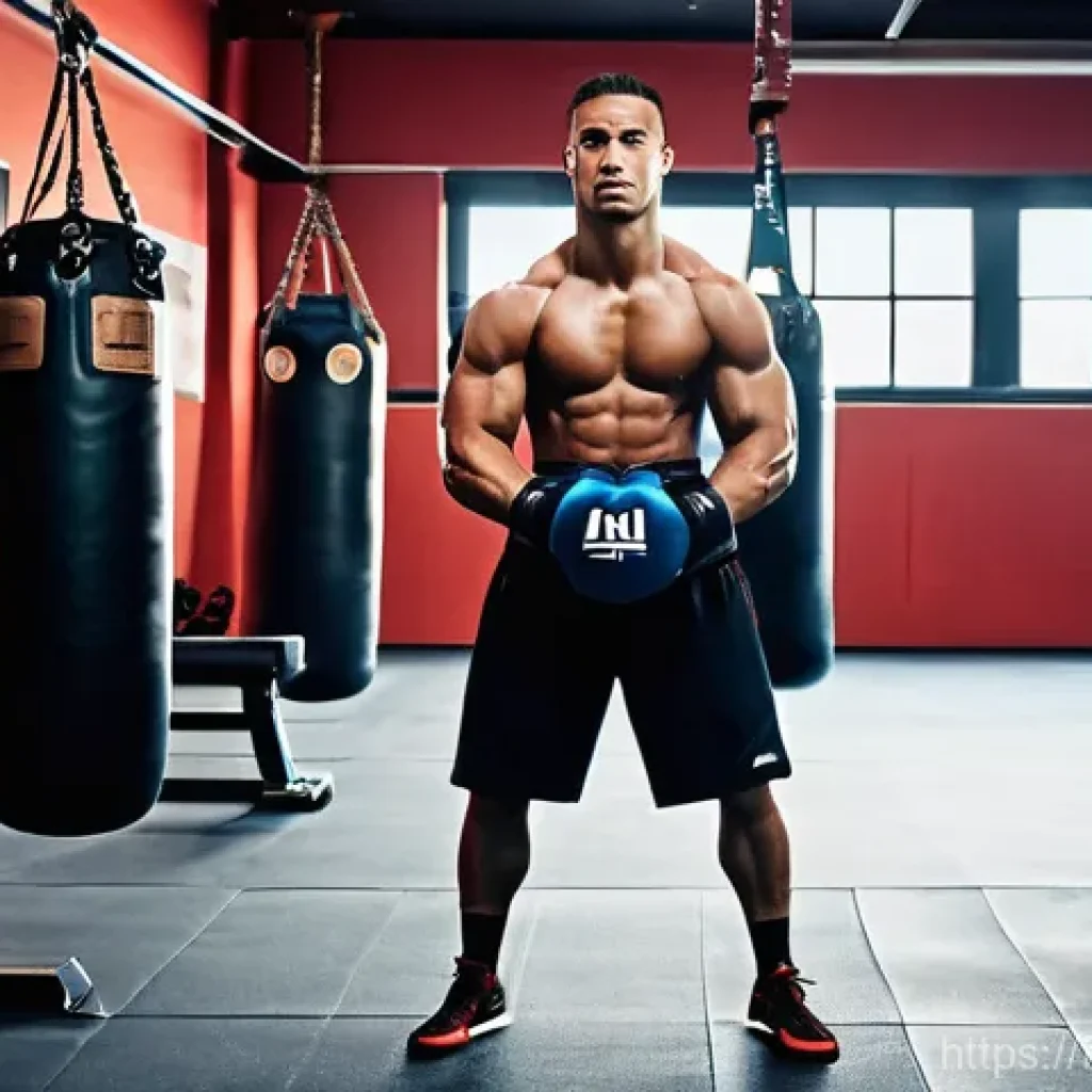 격투기 관람 필수 정보 - **"A male MMA fighter, mid-twenties, with a strong, athletic build, is intensely training in a state...