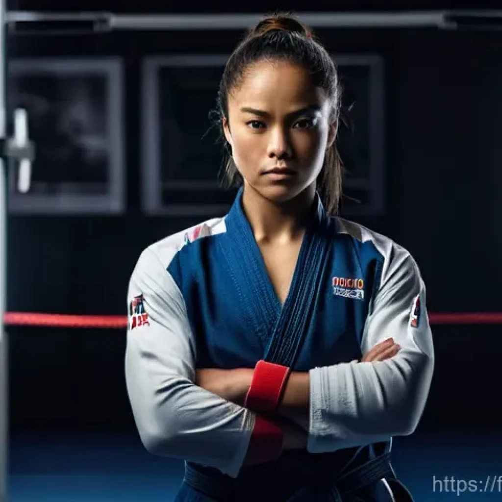 격투기 선수 인터뷰 - **Prompt: The Unbreakable Focus of a Champion**
    A powerful and determined female athlete, a mart...