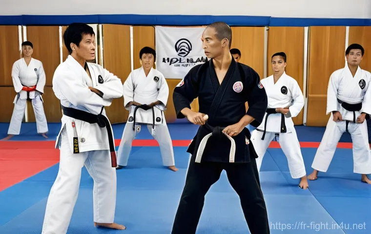 격투기 연습 장소 대전 - **Prompt: Dojo Community and Mutual Respect**
    "A vibrant and welcoming martial arts dojo in a Fr...