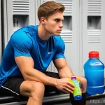 Home 19 격투기 웨이트 조절법 - **Prompt:** A focused male combat athlete, aged 20s, in a brightly lit, modern gym locker room. He i...