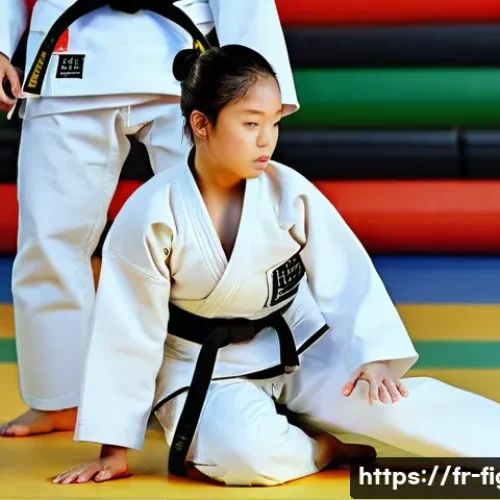 Home 30 격투기 무릎 보호대 추천 - **Image Prompt 1: Judo/Jiu-Jitsu Training - Enhanced Knee Protection**
"A powerful female judoka...